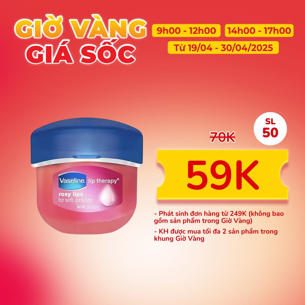 Sáp Dưỡng Vaseline - Therapy Rosy 7g