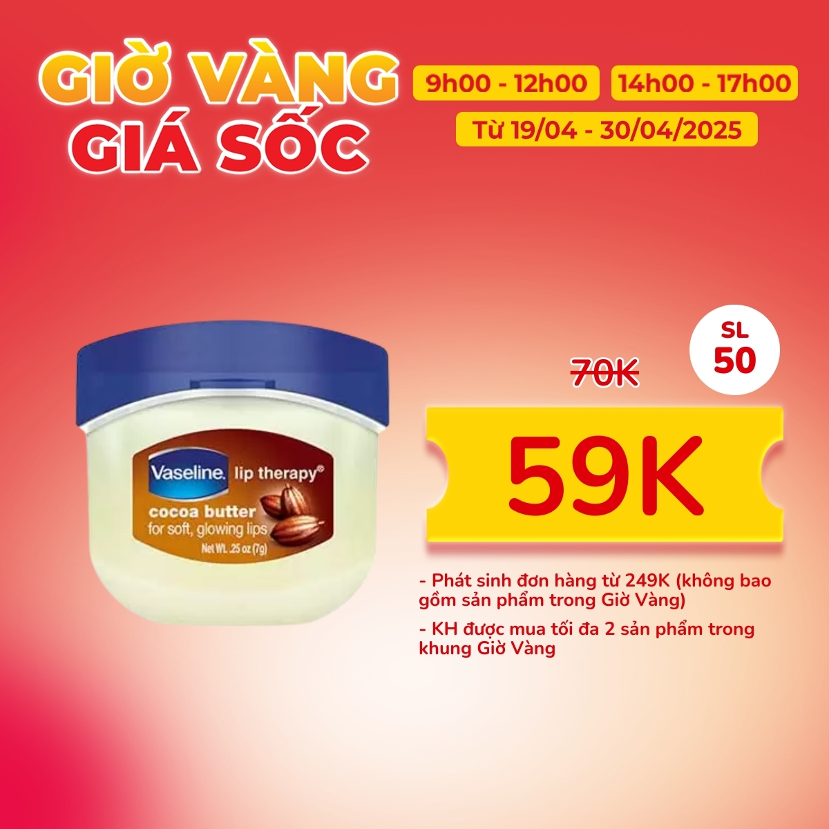 Sáp Dưỡng Vaseline - Cocoa Butter 7g