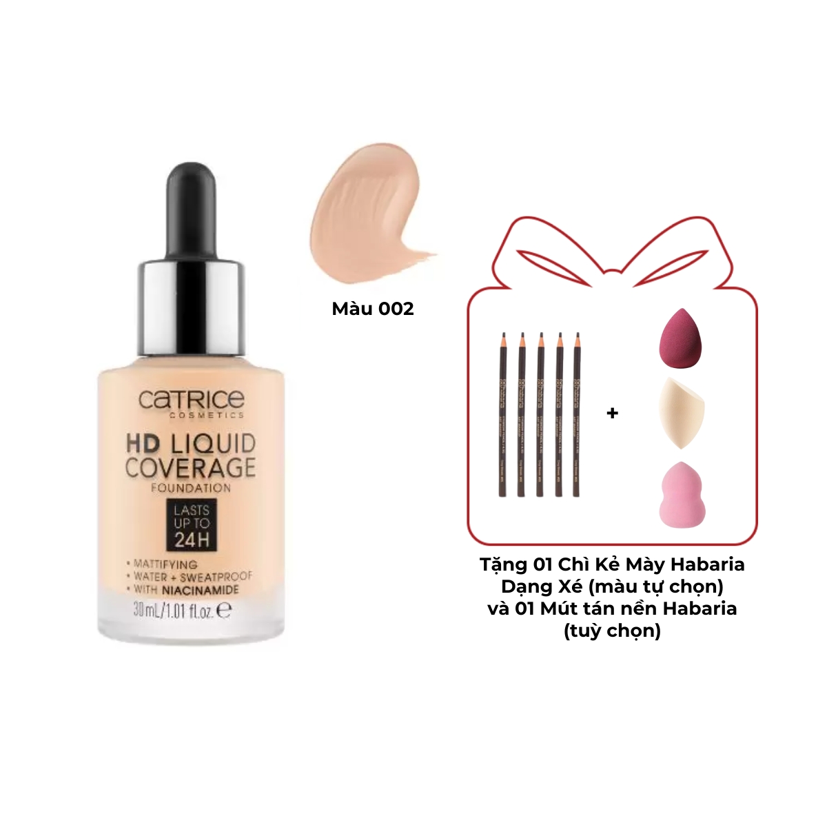 Kem Nền Catrice HD Liquid Coverage Foundation 30ml - Màu: 002