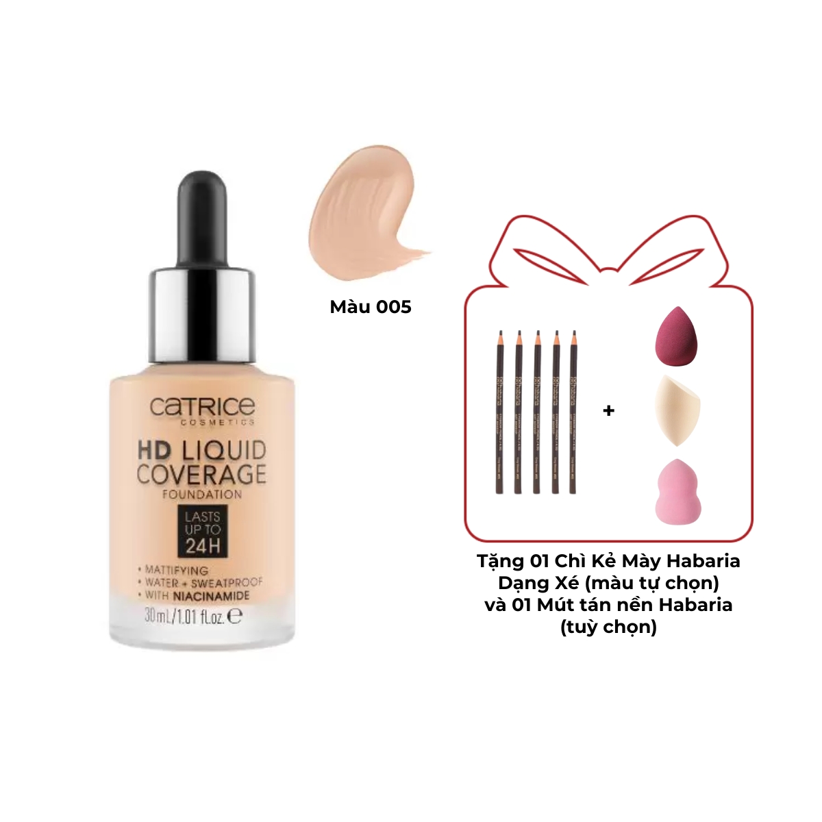 Kem Nền Catrice HD Liquid Coverage Foundation 30ml - Màu: 005