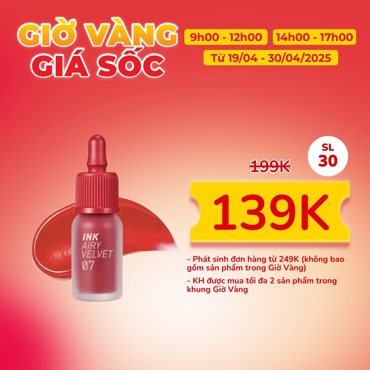Son Kem Peripera Ink Airy Velvet - 07 Heart Grapefruit