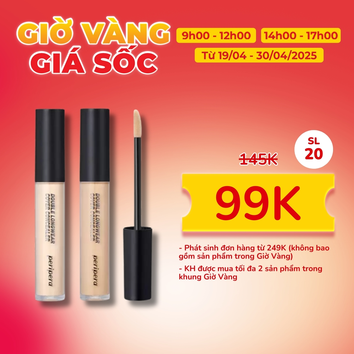 Che Khuyết Điểm Peripera Double Longwear Cover Concealer #01 Pure Ivory