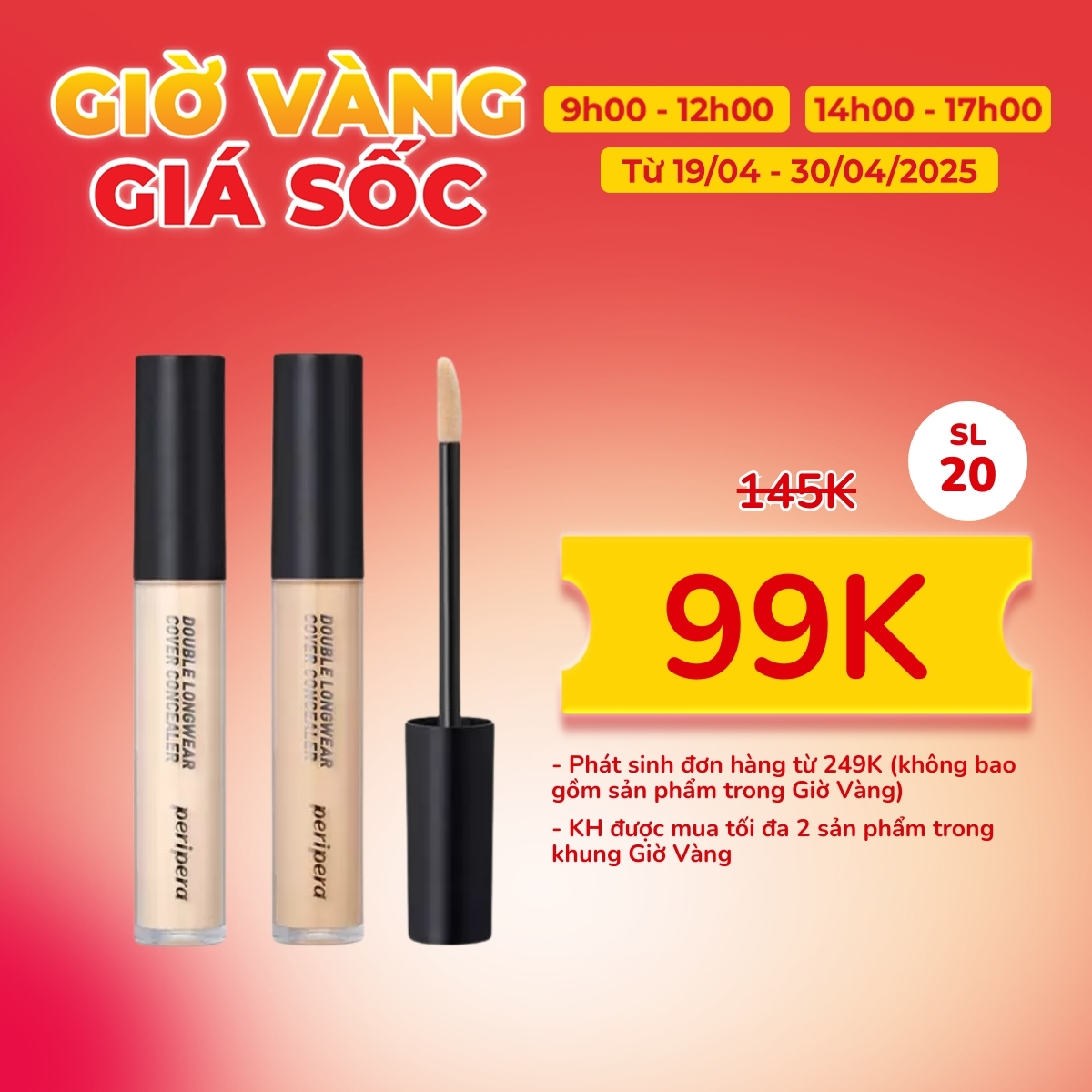 Che Khuyết Điểm Peripera Double Longwear Cover Concealer # 02 Natural Beige
