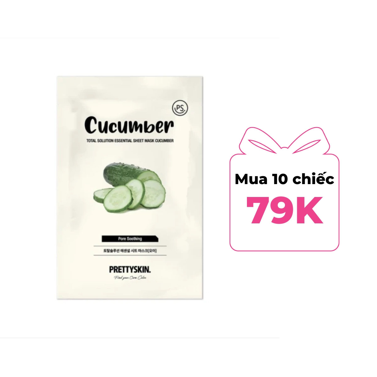 Mặt Nạ Giấy Prettyskin Total Solution Essential Sheet Mask Cucumber - Dưa Leo