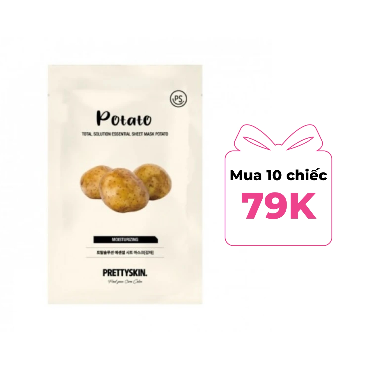 Mặt Nạ Giấy Prettyskin Total Solution Essential Sheet Mask Potato - Khoai Tây