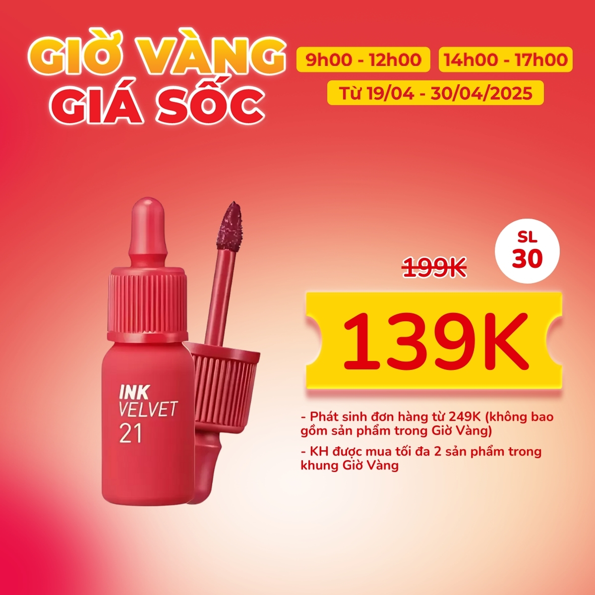 Son Kem Peripera Ink Velvet - 21 Vitality Coral Red