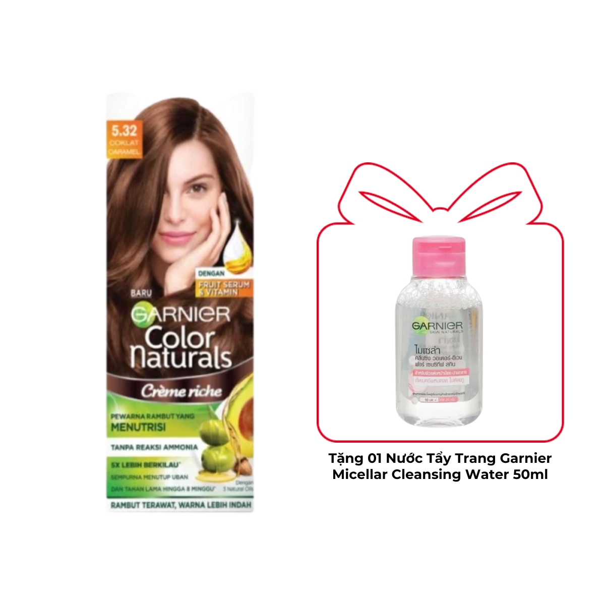 Kem Nhuộm Tóc Garnier Color Naturals Creme Riche Màu 5.32 - Nâu Caramel