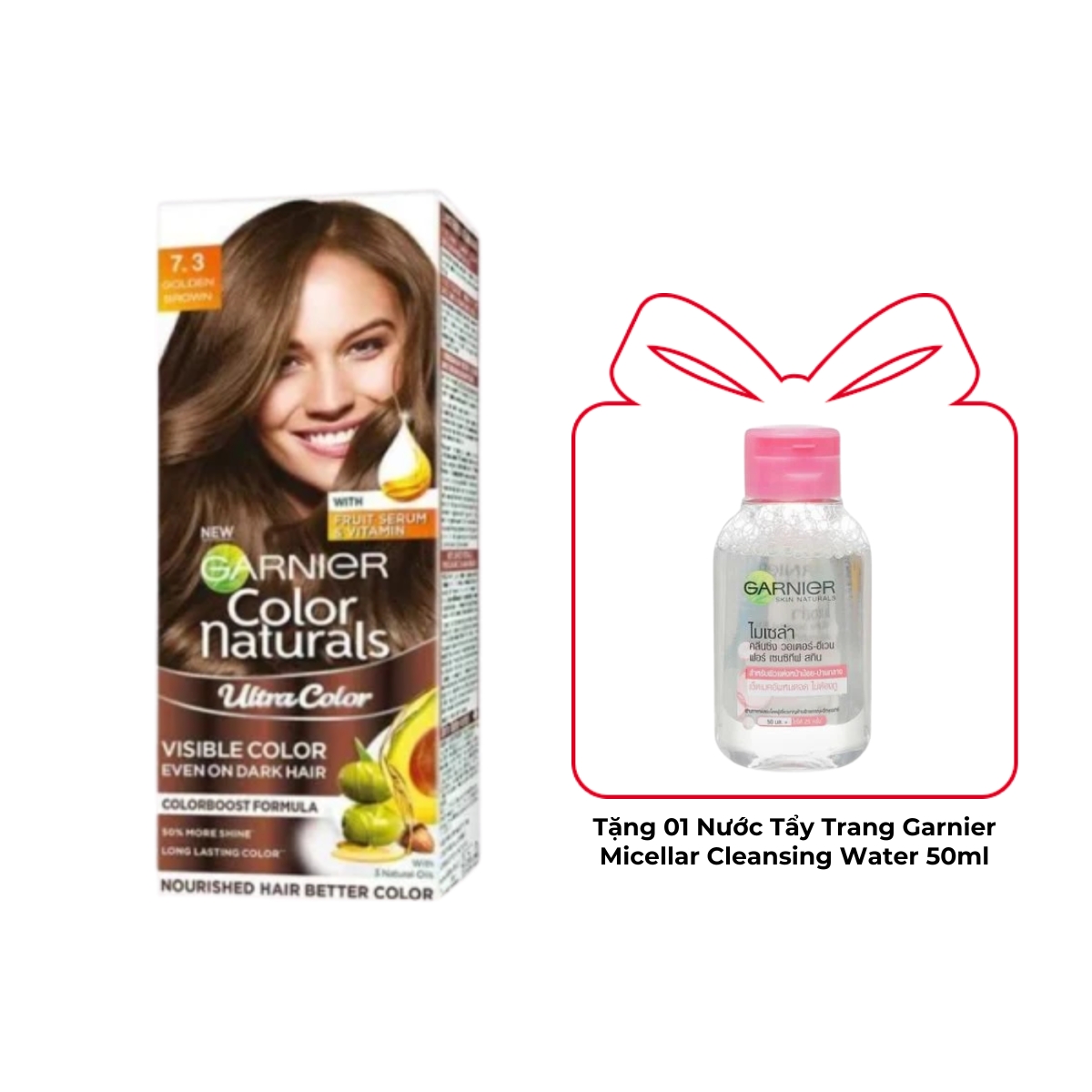 Kem Nhuộm Tóc Garnier Color Naturals Creme Riche Màu 7.3 - Nâu Ánh Vàng