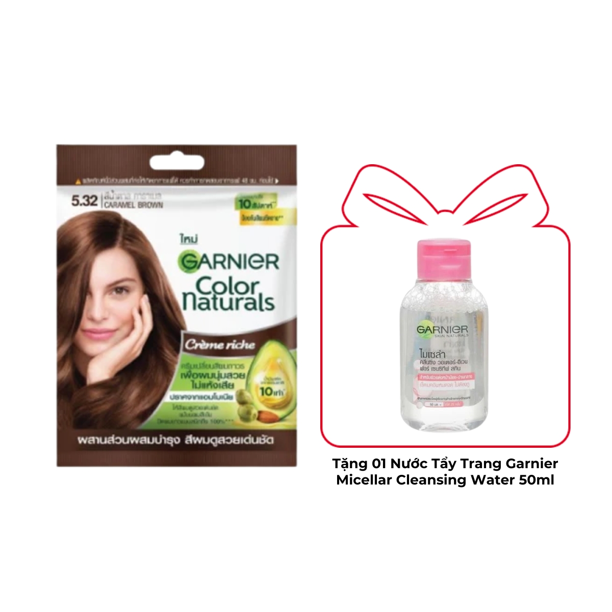 Kem Nhuộm Tóc Garnier Color Naturals Creme Riche Màu 5.32 - Nâu Caramel (Gói)