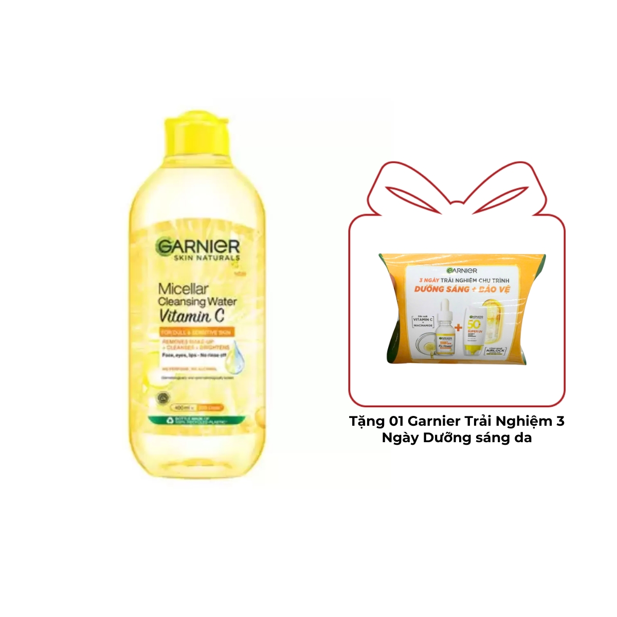 Nước Tẩy Trang Garnier Micellar Cleansing Water Vitamin C Sáng Da 400ml