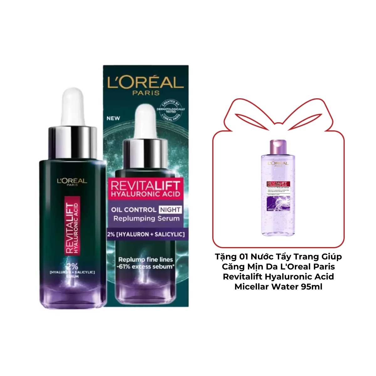 Serum L'Oreal Revitalift Hyaluronic Acid Oil Control Niacinamide 2% Kiềm Dầu Ban Đêm 30ml
