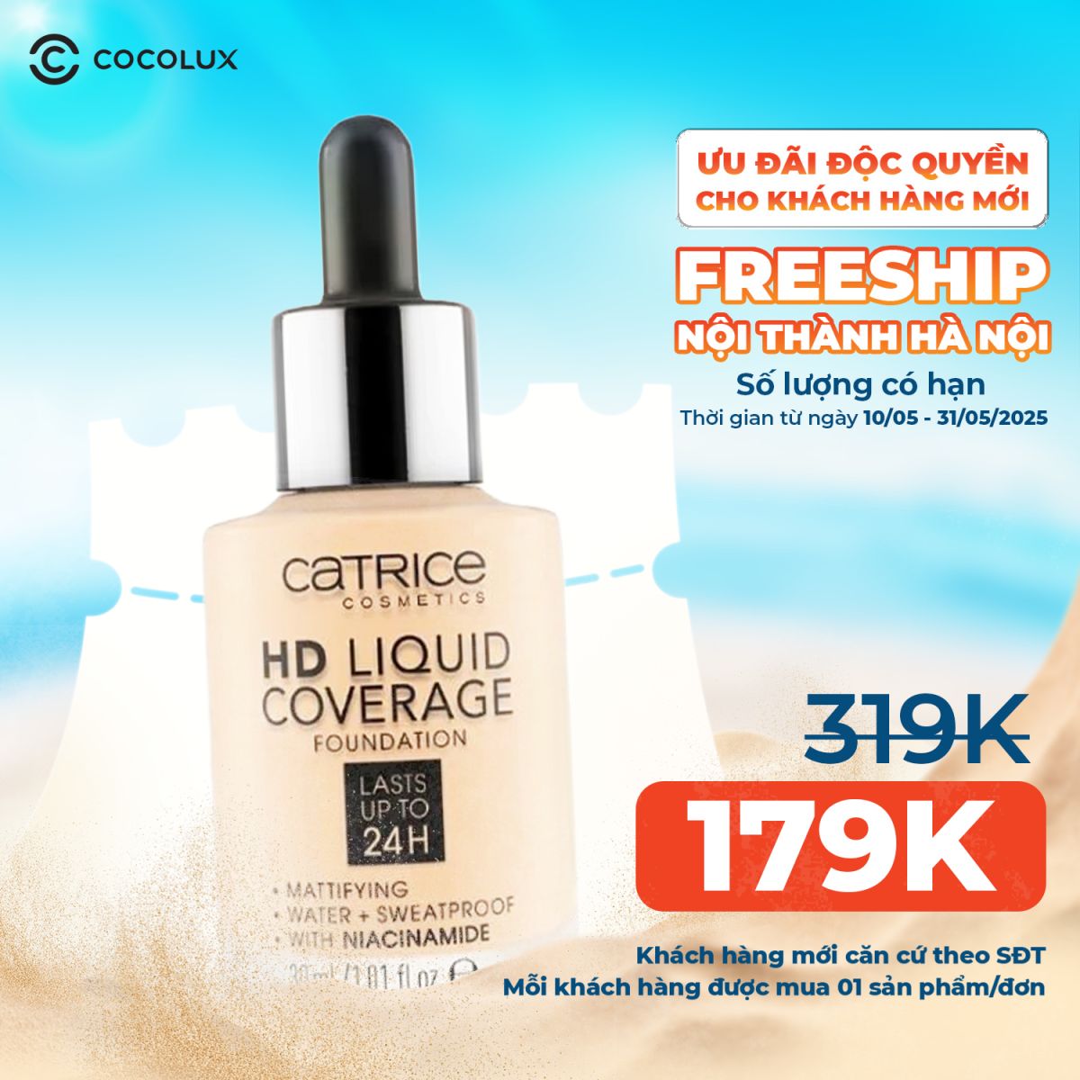 Kem Nền Catrice HD Liquid Coverage Foundation 30ml - Màu: 002