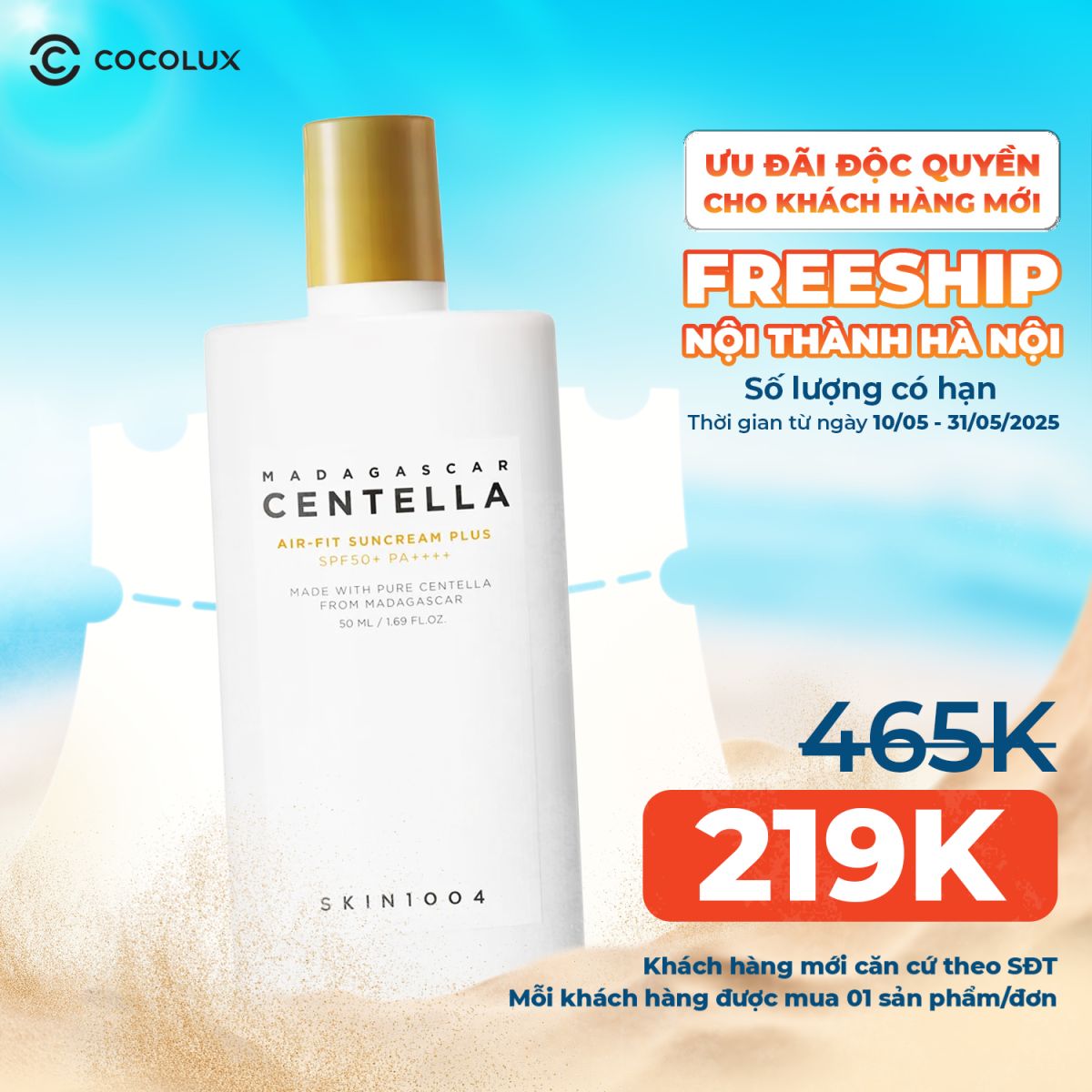 Kem Chống Nắng Skin1004 Madagascar Centella Air-Fit Suncream Plus SPF50+ PA++++ Chiết Xuất Rau Má 50ml
