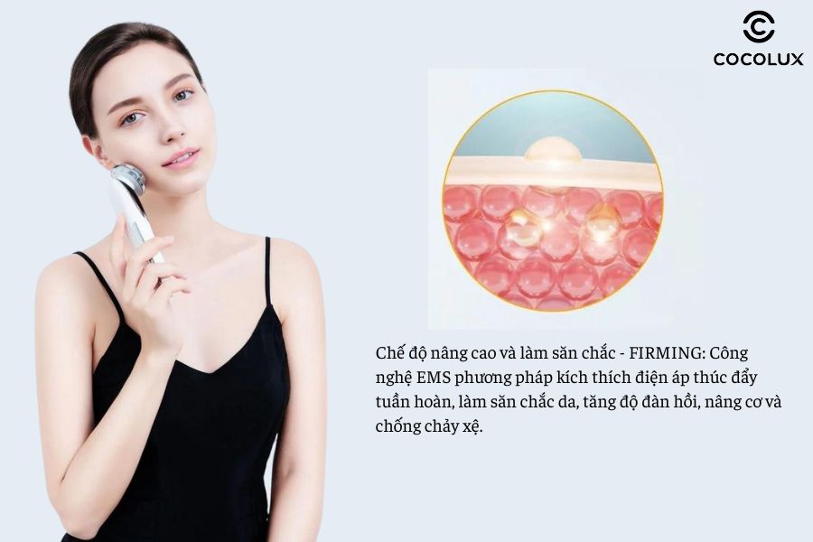 Chế độ nâng cao và làm săn chắc - FIRMING của máy đẩy tinh chất Bibury Skin Therapy Facial Massage Device