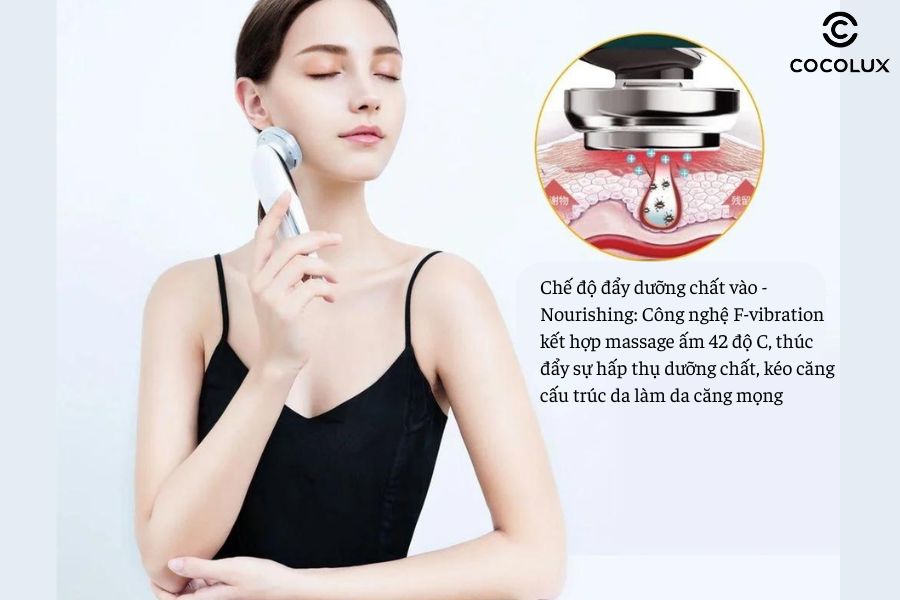 Chế độ đẩy dưỡng chất vào - Nourishing của máy đẩy tinh chất Bibury Skin Therapy Facial Massage Device