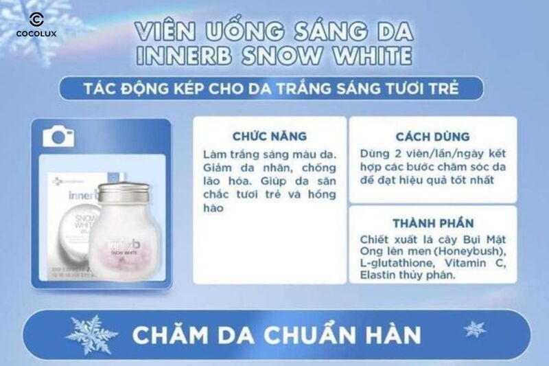 Cocolux - Địa chỉ mua Viên Uống InnerB Snow White Sáng Da chính hãng, giá tốt