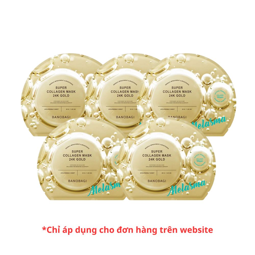 Combo 5 Mặt Nạ Banobagi Super Collagen Mask 24k Gold Melasma Mờ Nám, Tàn Nhang 30g