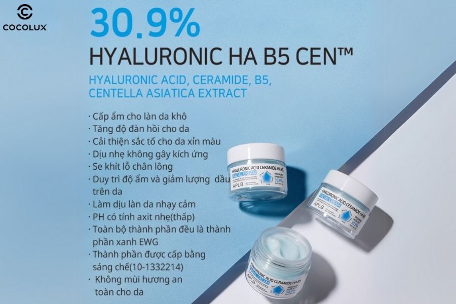 Công dụng của kem dưỡng APLB Hyaluronic Acid Ceramide HA B5 Facial