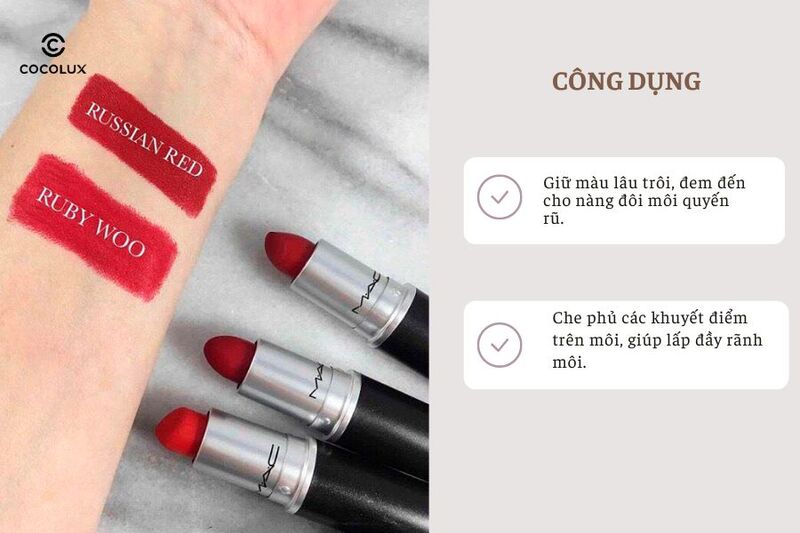 &nbsp;Son Mac Ruby Woo C&oacute; nhiều c&ocirc;ng dụng nổi bật&nbsp;