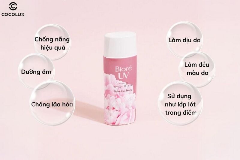 Công dụng chính của Gel chống nắng Biore dưỡng ẩm hoa mẫu đơn 90ml