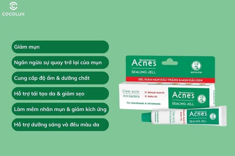 Công dụng chính của Gel dưỡng Acnes kháng khuẩn, ngăn ngừa và giảm mụn