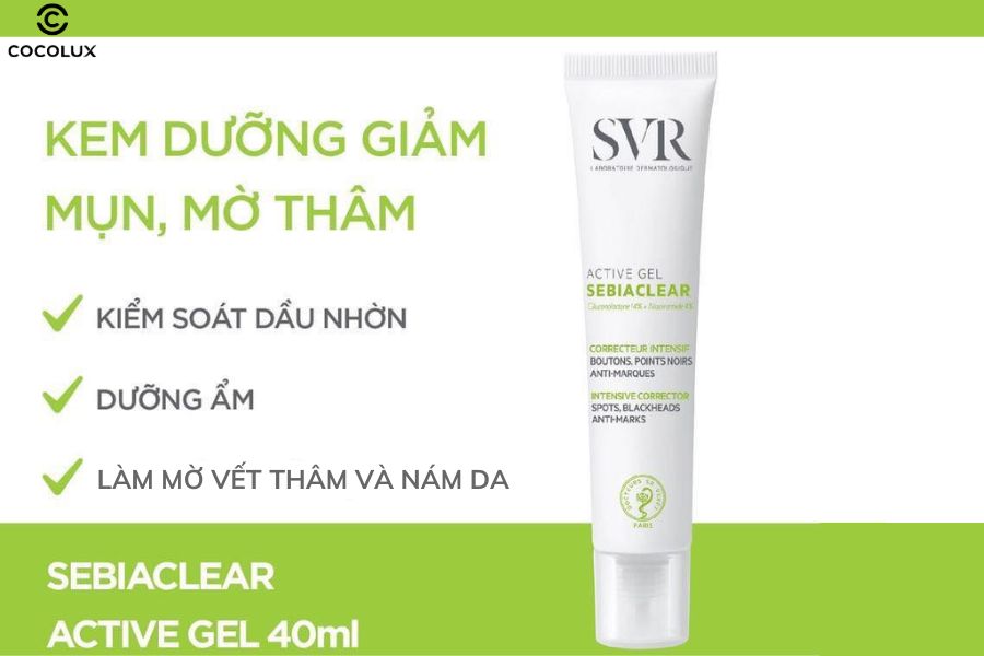Công dụng chính của Gel dưỡng SVR phục hồi chuyên sâu cho da dầu mụn Active Gel 40ml