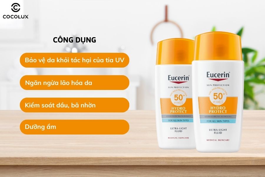 Công dụng chính của kem chống nắng Eucerin Hydro Protect Ultra Light Fluid SPF 50+