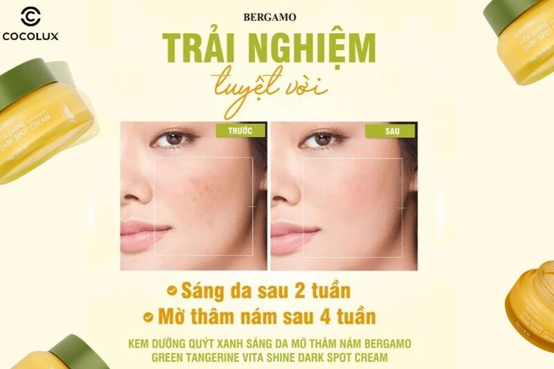 C&ocirc;ng dụng của Kem Dưỡng Bergamo Qu&yacute;t Xanh Trắng Da Mờ Th&acirc;m N&aacute;m
