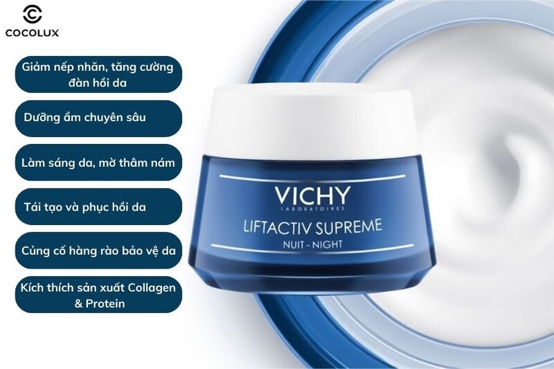 Công dụng chính của kem dưỡng Vichy LiftActiv chống lão hóa & săn chắc da ban đêm 50ml