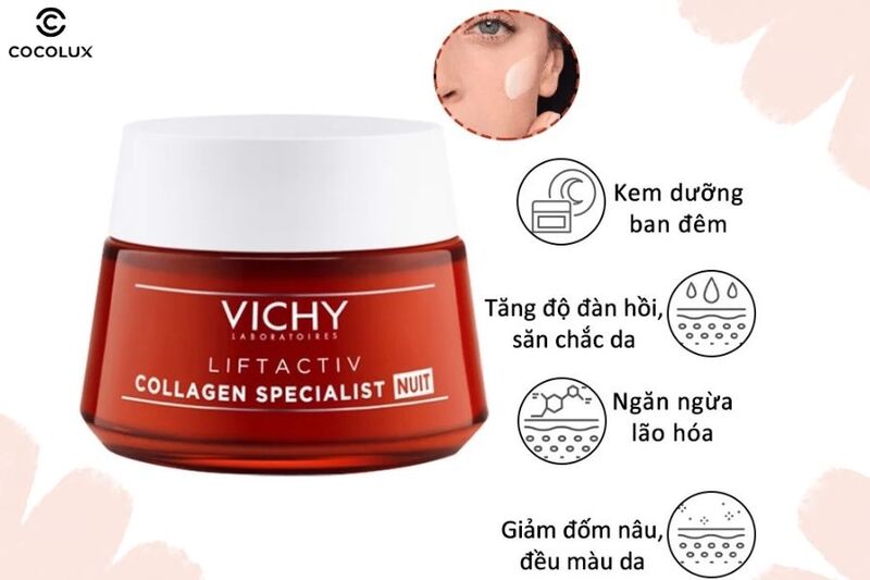 Công dụng chính của kem dưỡng Vichy sáng da, mờ thâm nám ban đêm 50ml