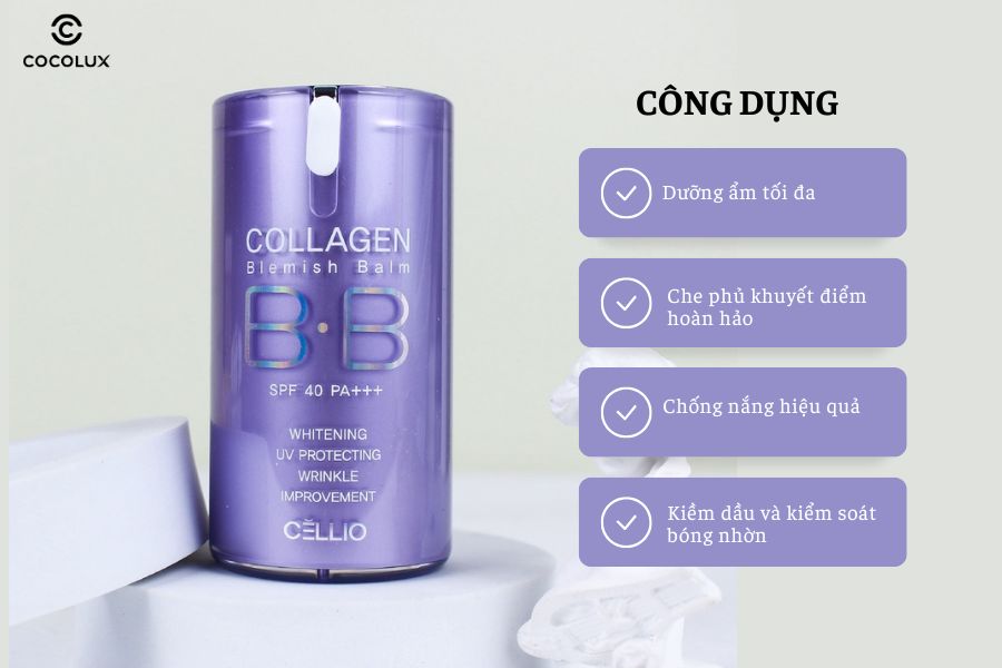 Công dụng của Kem Nền Cellio BB Collagen Blemish Balm SPF40 PA+++