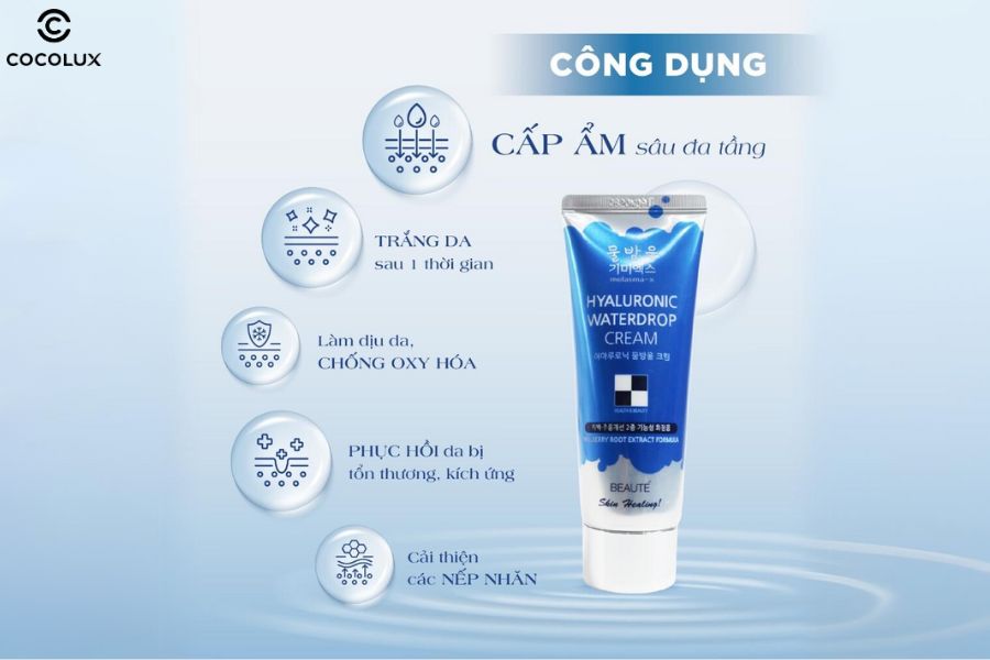 Công dụng chính của Melasma-X Hyaluronic WaterDrop Cream