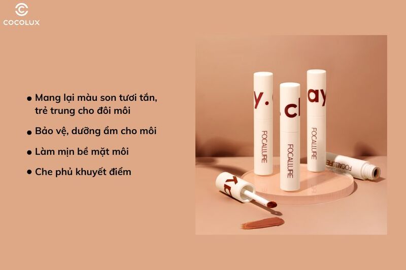 Công dụng chính của son kem Focallure Clay Pillowy Soft Liquid Lipstick FA179