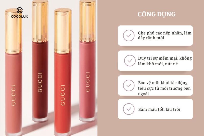 Công dụng nổi bật của Son Kem Gucci Rouge Liquid Matte Lip Colour