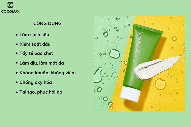 C&ocirc;ng dụng ch&iacute;nh của sữa rửa mặt Naruko tr&agrave;m tr&agrave;
