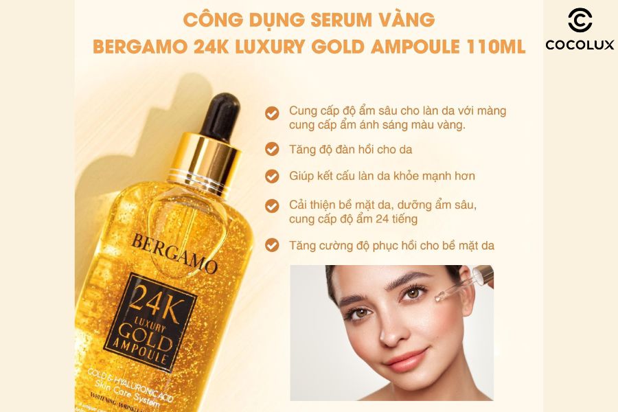 Công dụng tinh chất Bergamo vàng 24k luxury gold ampoule