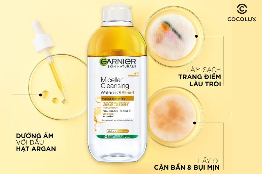 C&ocirc;ng dụng nước tẩy trang Garnier Micellar Oil Infused Cleansing Water