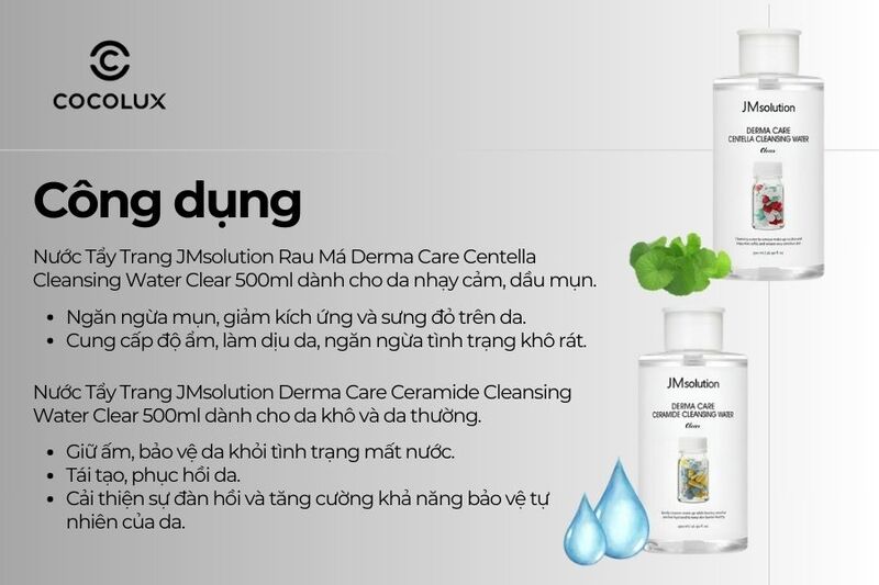 C&ocirc;ng dụng của Nước Tẩy Trang JMsolution Derma Care Ceramide 500ml