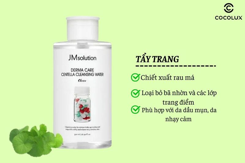 Công dụng nước tẩy trang JMsolution rau má derma care centella