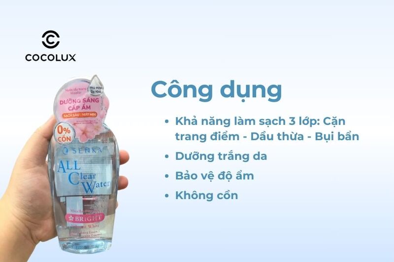 C&ocirc;ng dụng của Nước Tẩy Trang Senka All Clear Water - Bright Dưỡng Trắng