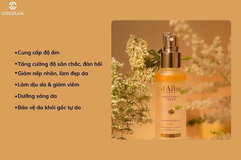 C&ocirc;ng dụng ch&iacute;nh của Serum D'Alba White Truffle dạng xịt