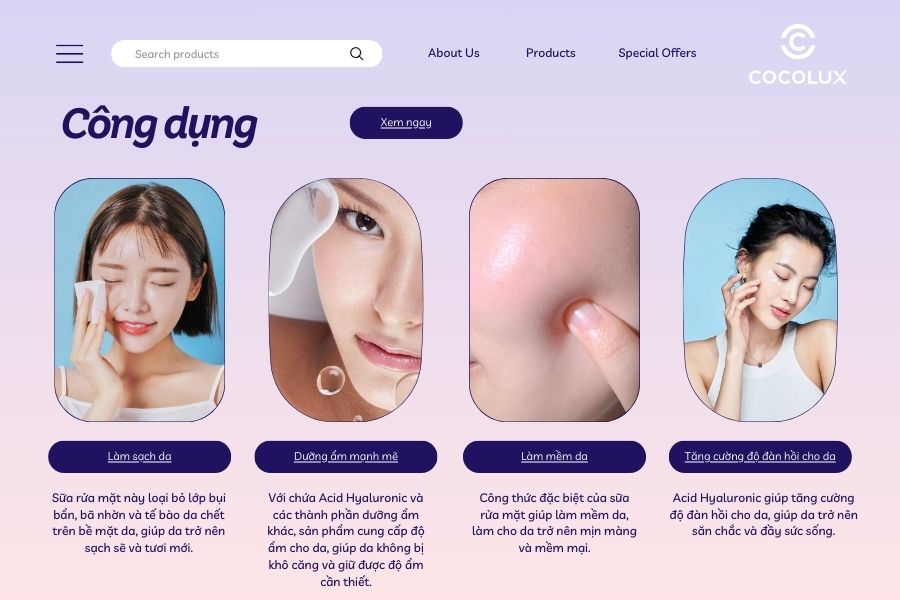 Công dụng của Sữa rửa mặt cấp ẩm phục hồi Bergamo Intensive Hyaluronic Acid Cleansing Foam