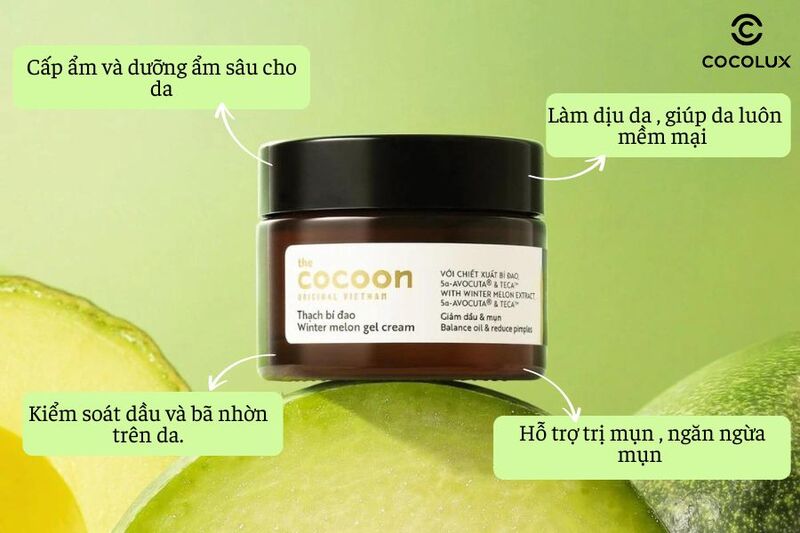 C&ocirc;ng dụng thạch b&iacute; đao Cocoon winter melon gel cream