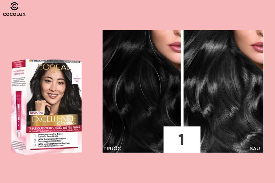 C&ocirc;ng dụng của thuốc nhuộm t&oacute;c m&agrave;u đen L'Or&eacute;al 1 Natural Black