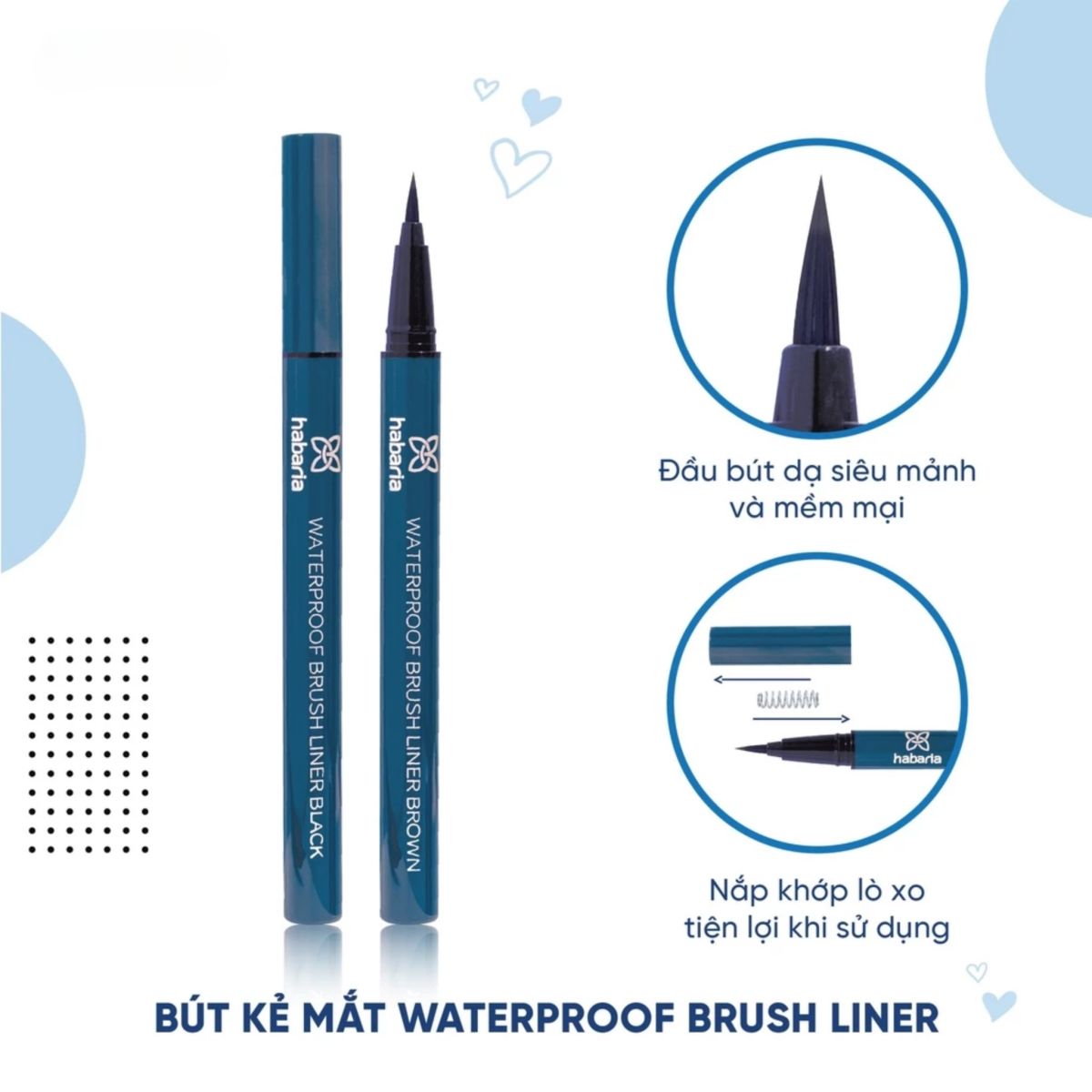 Dạ Kẻ Mắt Habaria Waterproof Brush Liner (Màu Đen - Màu Nâu)