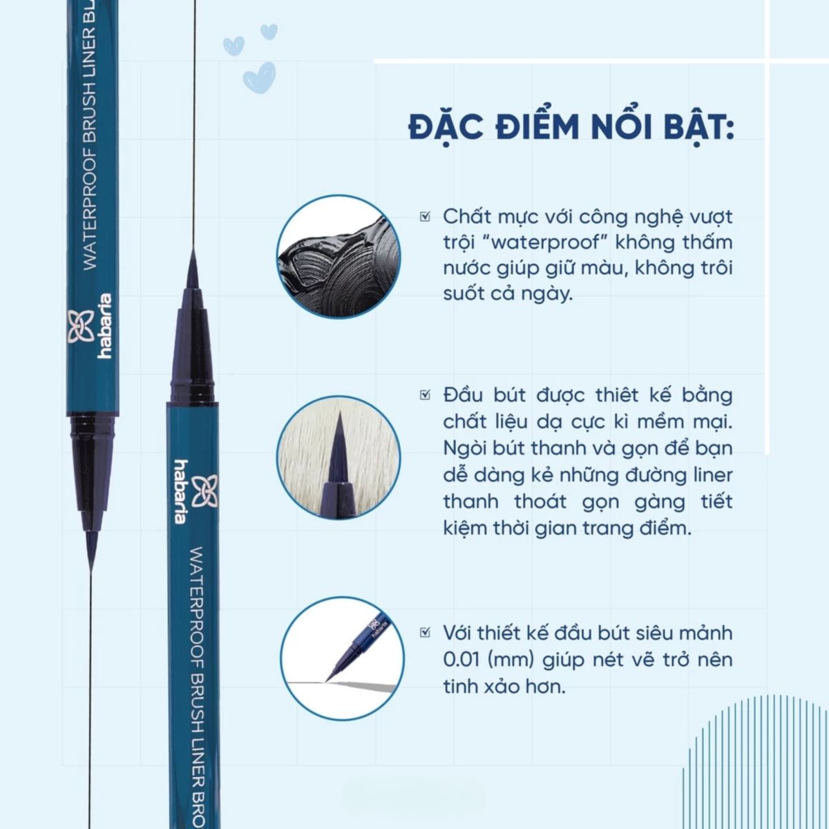 Dạ Kẻ Mắt Habaria Waterproof Brush Liner (Màu Đen - Màu Nâu)