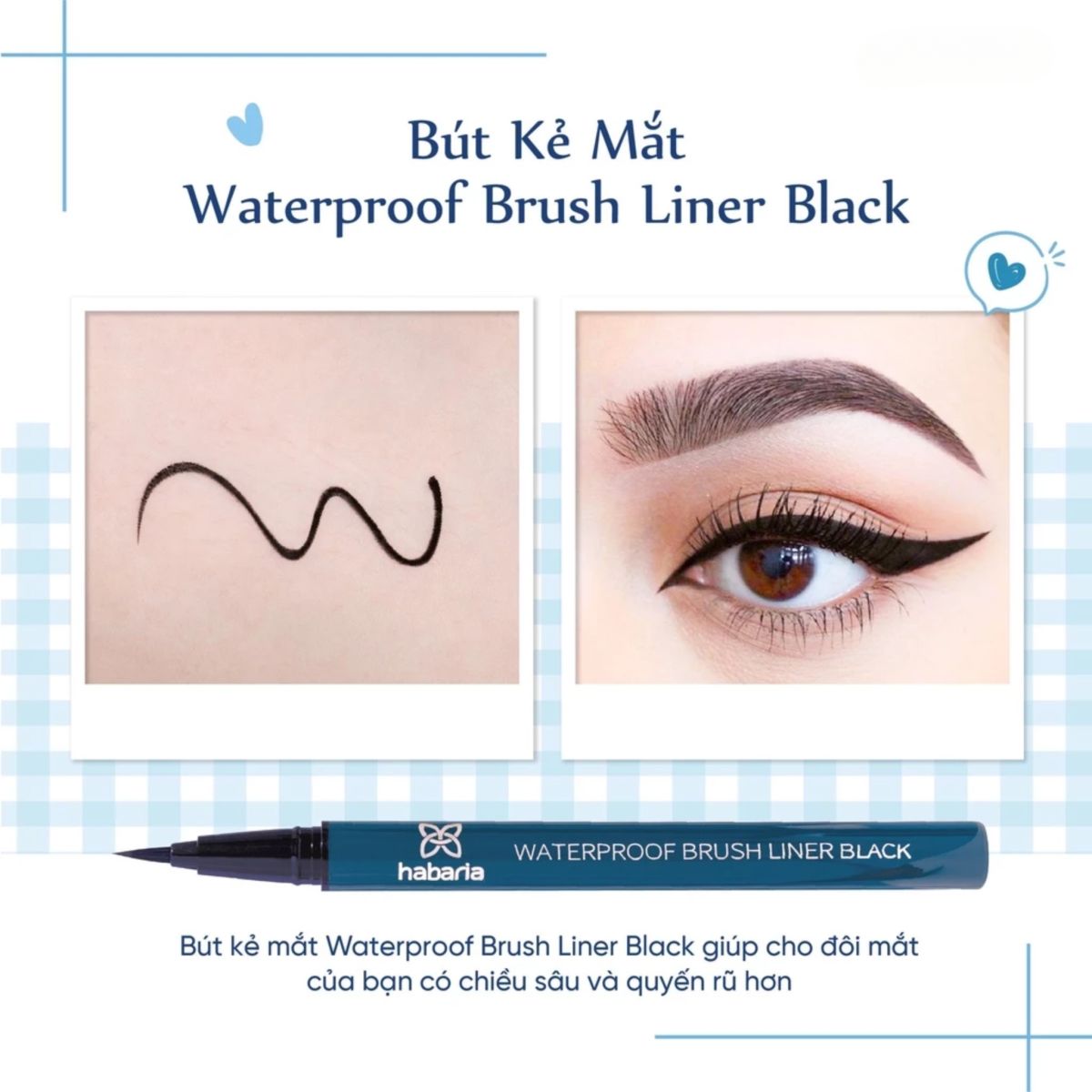 Dạ Kẻ Mắt Habaria Waterproof Brush Liner (Màu Đen - Màu Nâu)