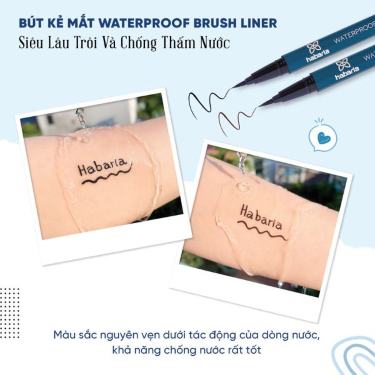 Dạ Kẻ Mắt Habaria Waterproof Brush Liner (Màu Đen - Màu Nâu)