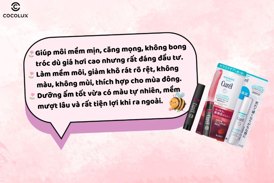 Trải nghiệm sử dụng dưỡng m&ocirc;i căng mọng nh&agrave; Cur&eacute;l