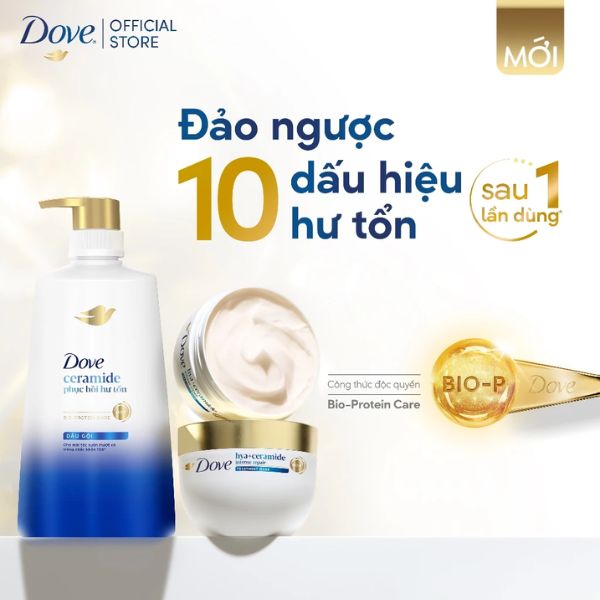 Dầu Gội Dove Ceramide Hỗ Trợ Phục Hồi Tóc Hư Tổn 640g